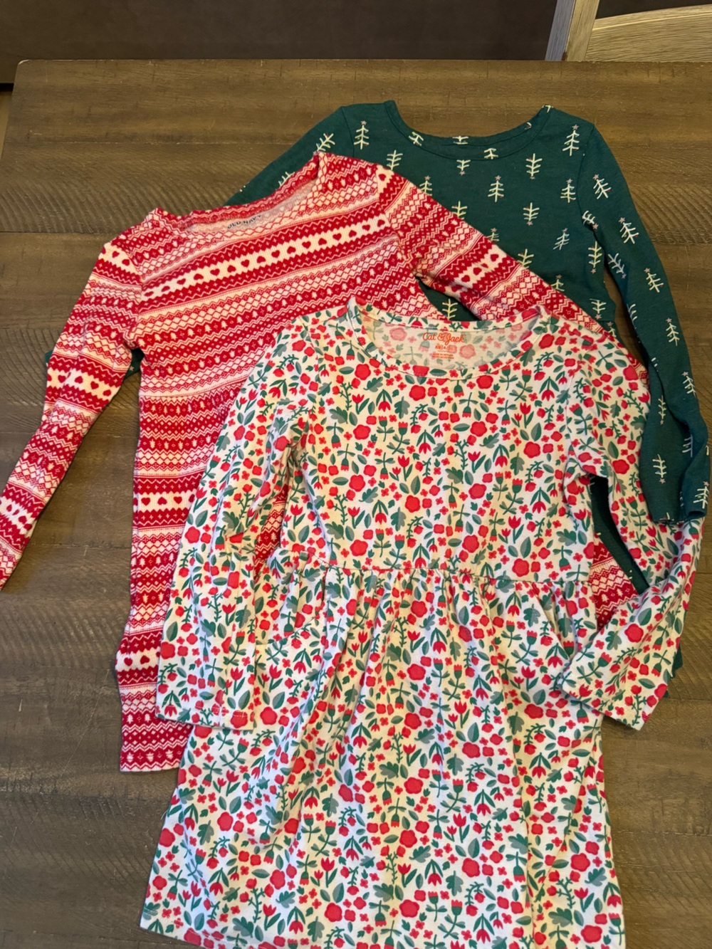 Kids  bundle of Long-Sleeve Holiday Dresses  - Red, Green, White